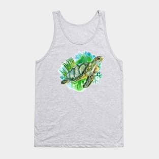 Sea Green turtle seaweed Tank Top